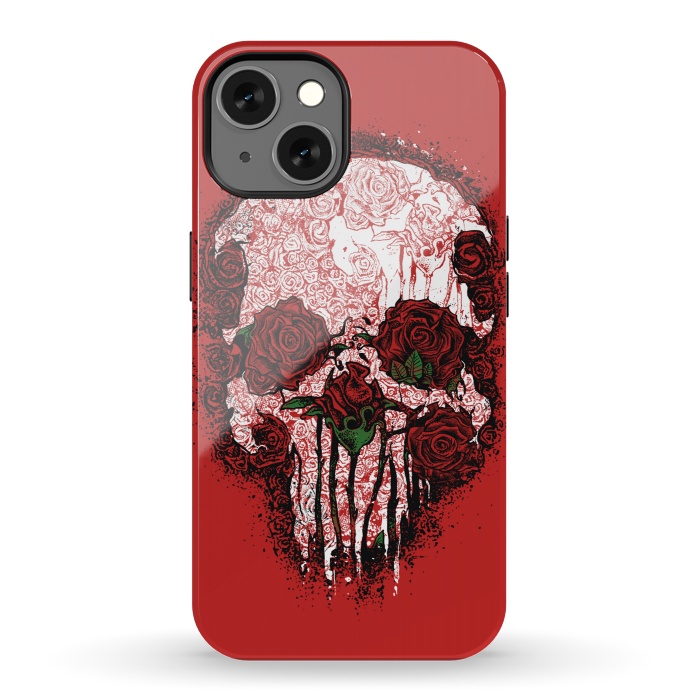 iPhone 13 StrongFit Skull Roses by Branko Ricov