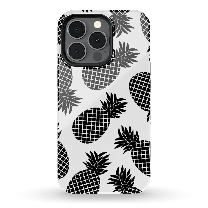 iPhone 13 pro StrongFit Pineapple In Black  by Amaya Brydon