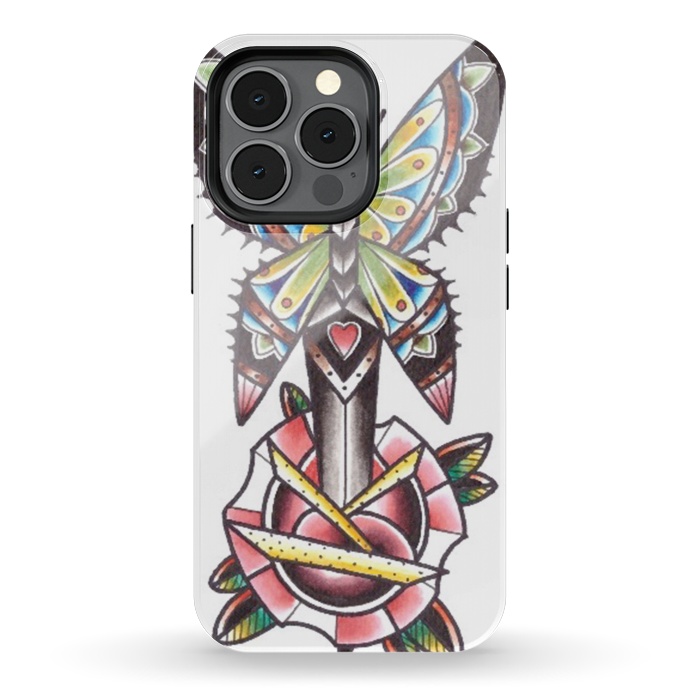 iPhone 13 pro StrongFit Butterfly dagger rose by Evaldas Gulbinas 