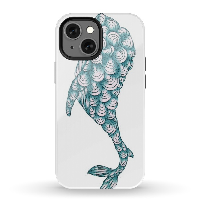 iPhone 13 mini StrongFit Turquoise Whale by ECMazur 