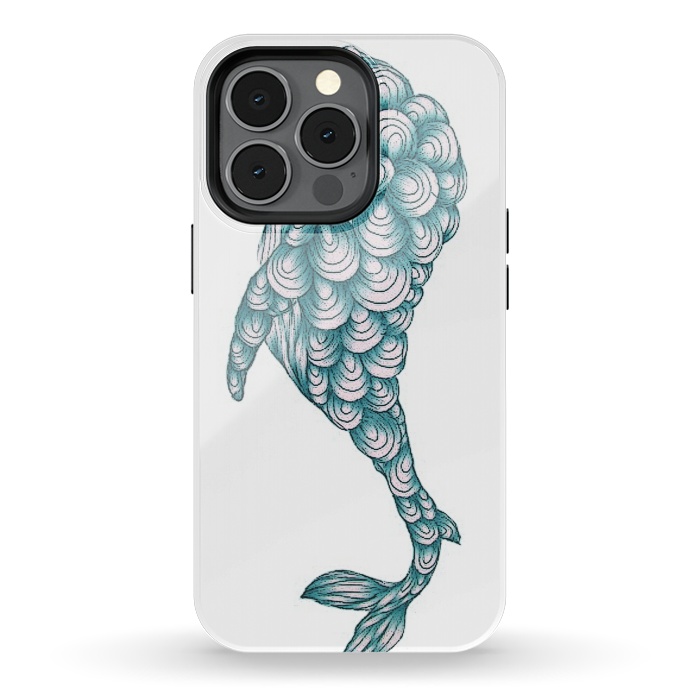 iPhone 13 pro StrongFit Turquoise Whale by ECMazur 
