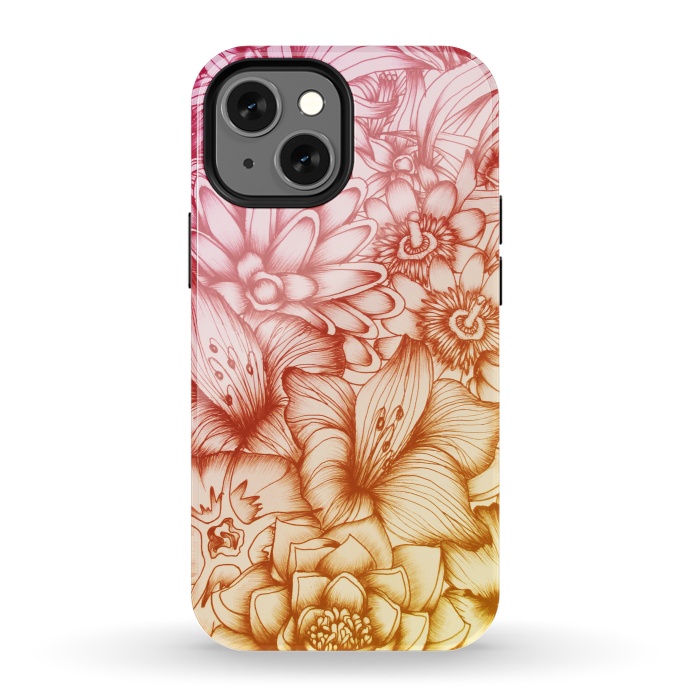iPhone 13 mini StrongFit Tropical Flowers by ECMazur 