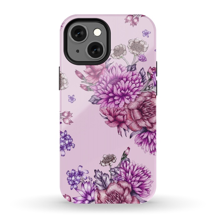 iPhone 13 mini StrongFit Pink Vintage Florals by ECMazur 