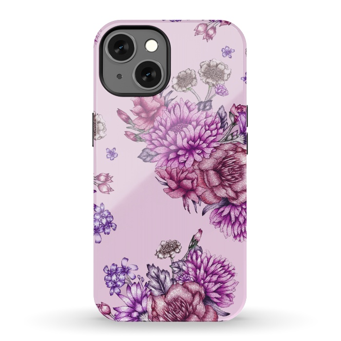 iPhone 13 StrongFit Pink Vintage Florals by ECMazur 