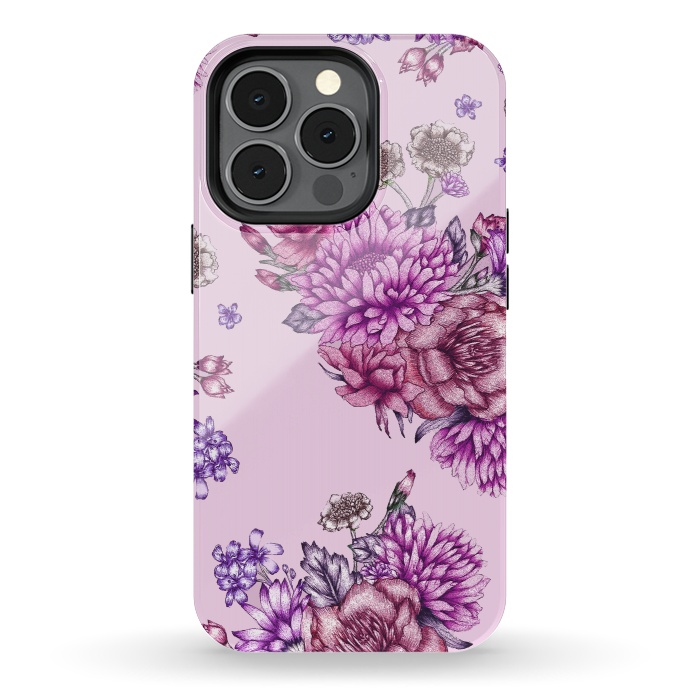 iPhone 13 pro StrongFit Pink Vintage Florals by ECMazur 