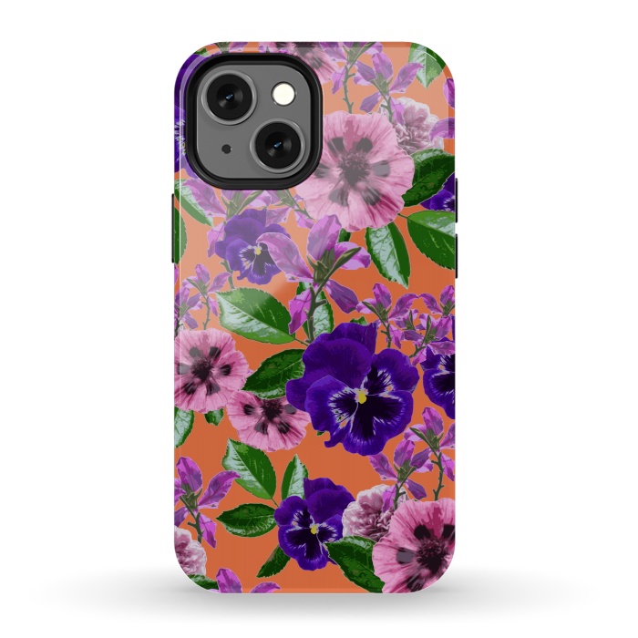 iPhone 13 mini StrongFit Orange Floral Garden by Zala Farah
