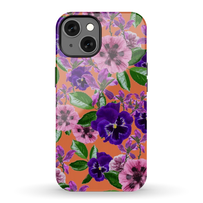 iPhone 13 StrongFit Orange Floral Garden by Zala Farah