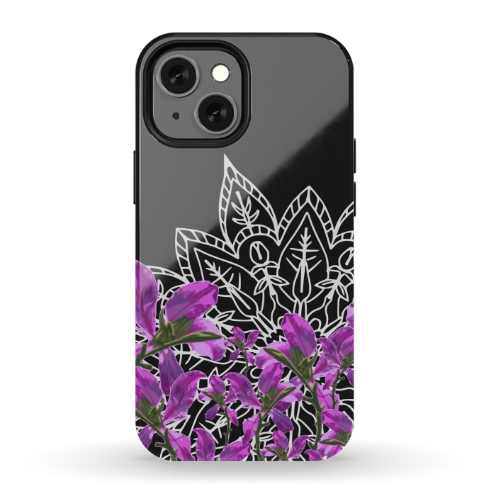 iPhone 13 mini StrongFit Mandala + Purple Vines by Zala Farah