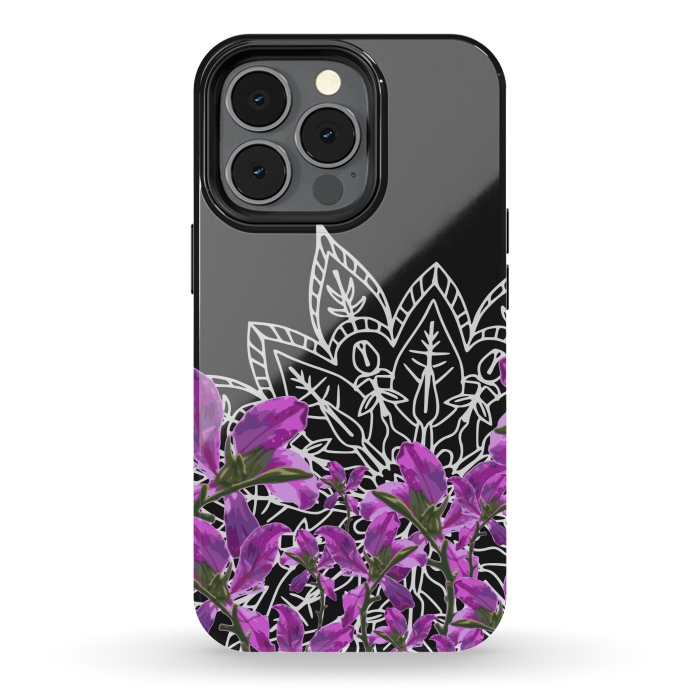 iPhone 13 pro StrongFit Mandala + Purple Vines by Zala Farah