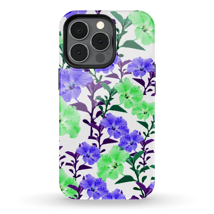 iPhone 13 pro StrongFit Neon Flowers by Zala Farah