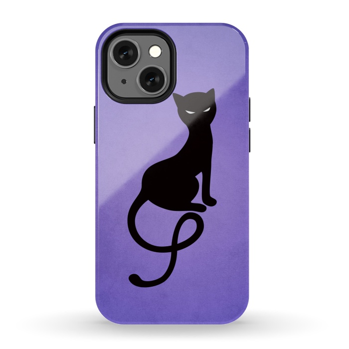 iPhone 13 mini StrongFit Purple Gracious Evil Black Cat by Boriana Giormova