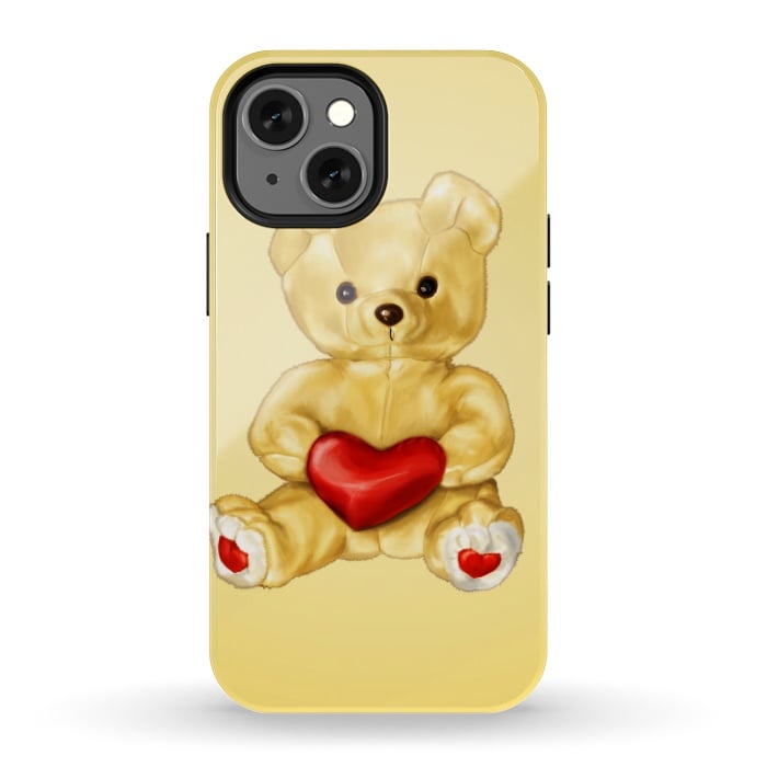 iPhone 13 mini StrongFit Cute Teddy Bear Hypnotist With Heart by Boriana Giormova