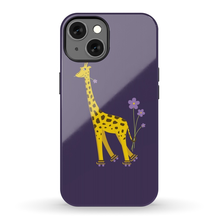 iPhone 13 StrongFit Cute Funny Rollerskating Giraffe by Boriana Giormova