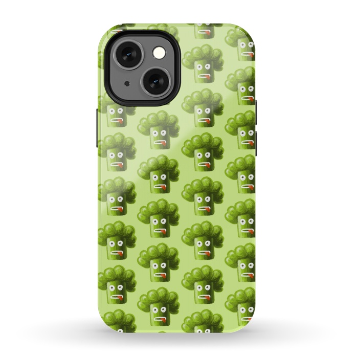 iPhone 13 mini StrongFit Funny Broccoli Pattern by Boriana Giormova