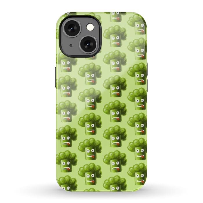 iPhone 13 StrongFit Funny Broccoli Pattern by Boriana Giormova
