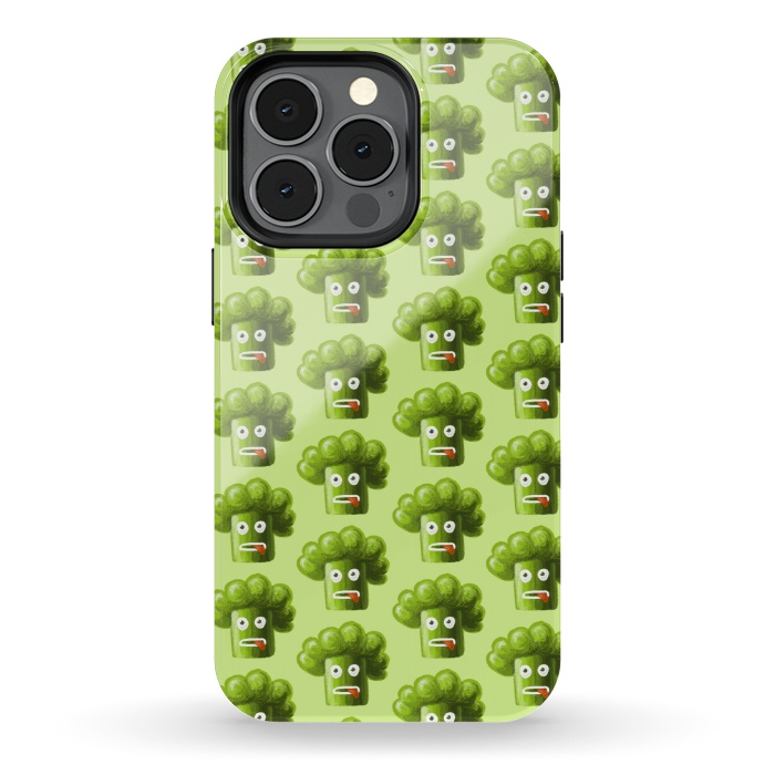 iPhone 13 pro StrongFit Funny Broccoli Pattern by Boriana Giormova