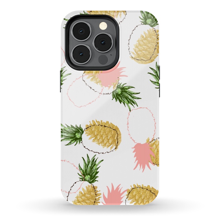 iPhone 13 pro StrongFit Pineapples & Pine Cones by Uma Prabhakar Gokhale