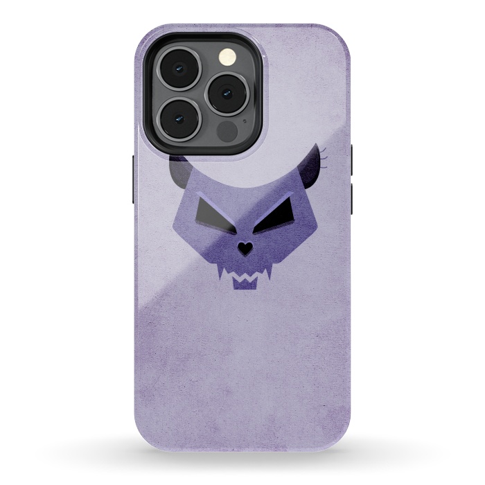 iPhone 13 pro StrongFit Purple Evil Cat Skull by Boriana Giormova