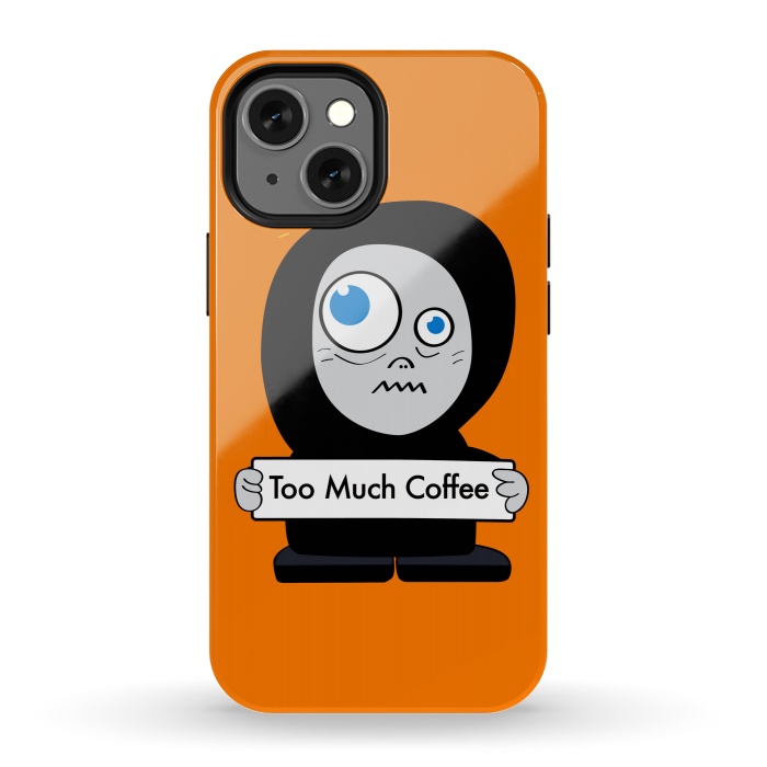 iPhone 13 mini StrongFit Funny Cartoon Character Too Much Coffee by Boriana Giormova
