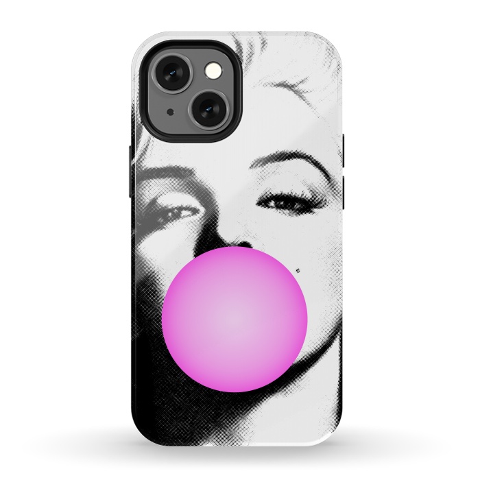 iPhone 13 mini StrongFit Marilyn Chewing Gum Bubble by Mitxel Gonzalez