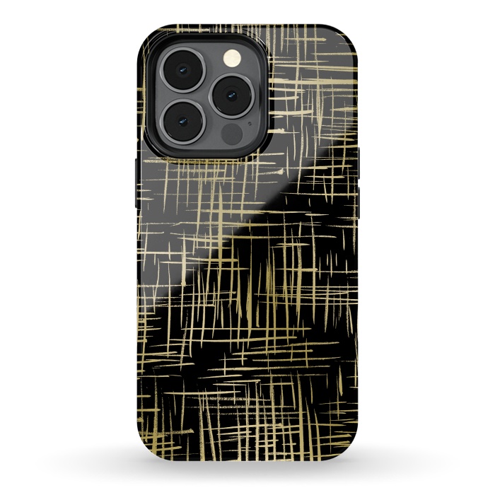 iPhone 13 pro StrongFit Crosshatch Black by Caitlin Workman