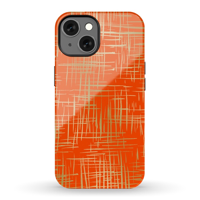 iPhone 13 StrongFit Crosshatch Red by Caitlin Workman