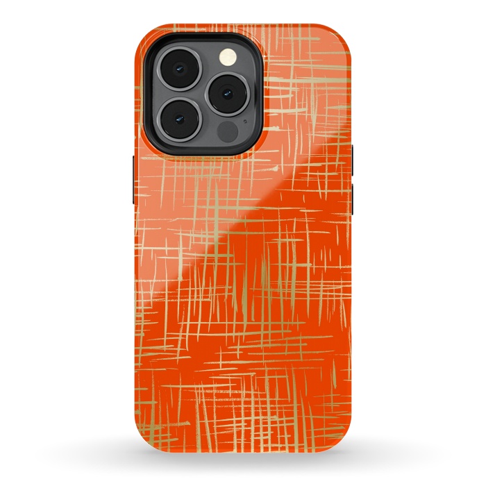 iPhone 13 pro StrongFit Crosshatch Red by Caitlin Workman