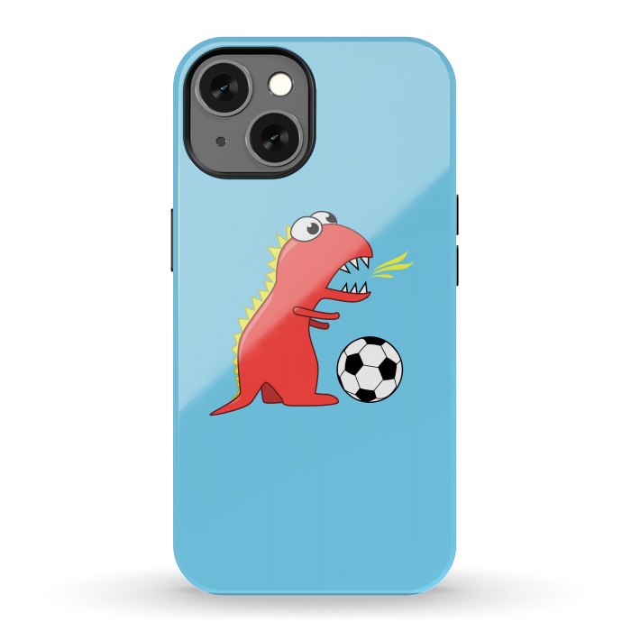 iPhone 13 StrongFit Funny Cartoon Dinosaur Soccer Player by Boriana Giormova