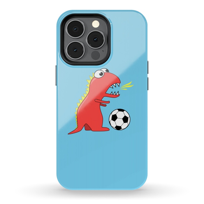 iPhone 13 pro StrongFit Funny Cartoon Dinosaur Soccer Player by Boriana Giormova