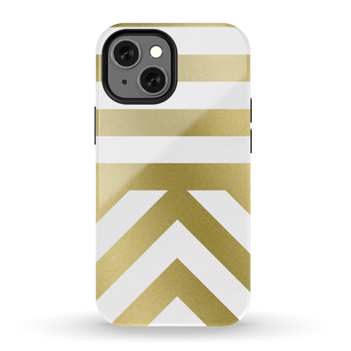 iPhone 13 mini StrongFit Gold Chevron Stripes by Caitlin Workman