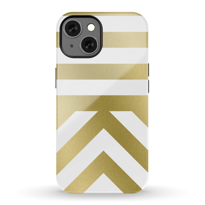 iPhone 13 StrongFit Gold Chevron Stripes by Caitlin Workman