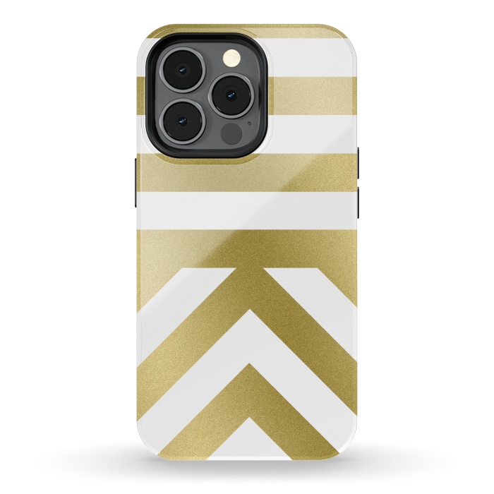 iPhone 13 pro StrongFit Gold Chevron Stripes by Caitlin Workman