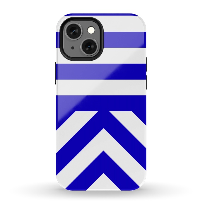 iPhone 13 mini StrongFit Blue Stripes by Caitlin Workman