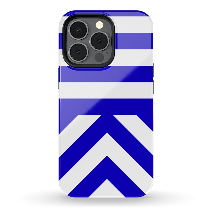 iPhone 13 pro StrongFit Blue Stripes by Caitlin Workman