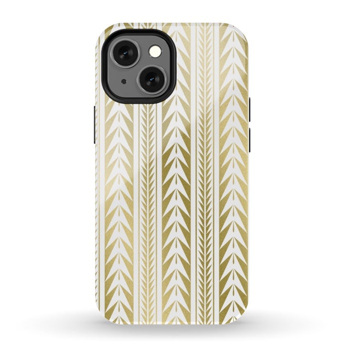 iPhone 13 mini StrongFit Edgy Gold Stripes by Caitlin Workman