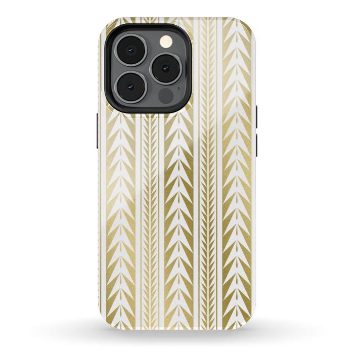 iPhone 13 pro StrongFit Edgy Gold Stripes by Caitlin Workman