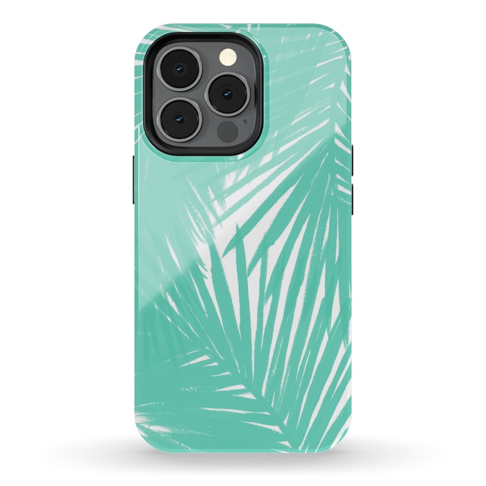 iPhone 13 pro StrongFit Palms Teal by Caitlin Workman