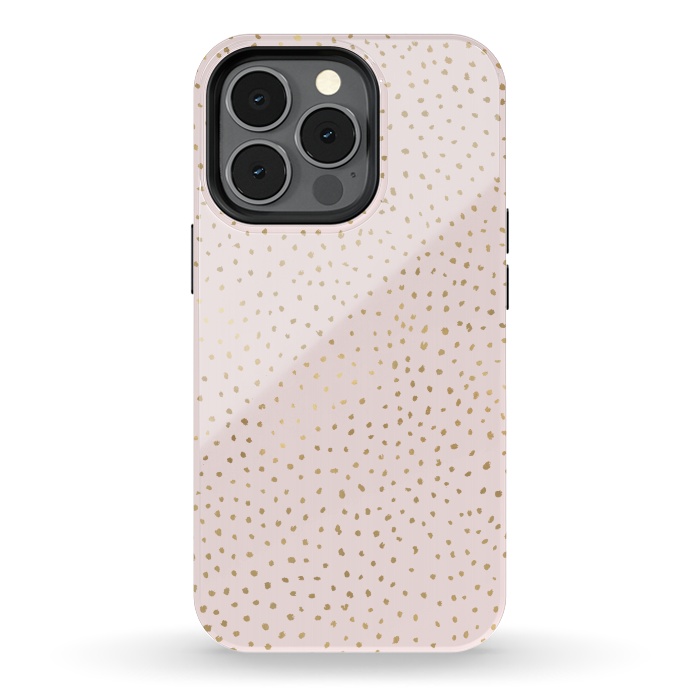 iPhone 13 pro StrongFit Dotted Pink and Gold by Caitlin Workman