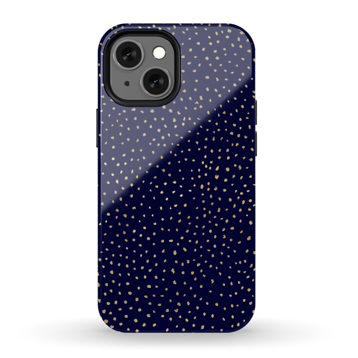 iPhone 13 mini StrongFit Dotted Gold and Navy by Caitlin Workman
