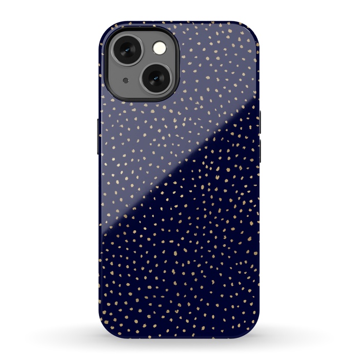 iPhone 13 StrongFit Dotted Gold and Navy by Caitlin Workman