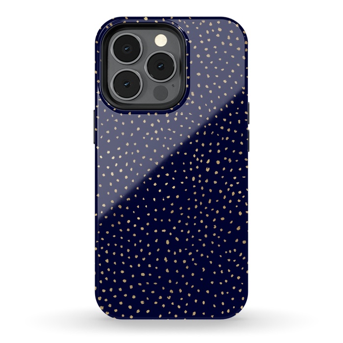 iPhone 13 pro StrongFit Dotted Gold and Navy by Caitlin Workman