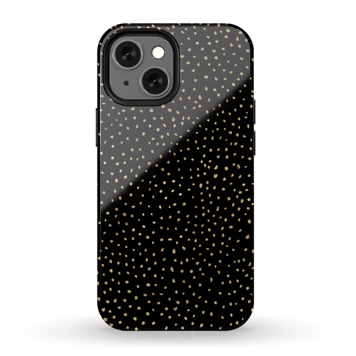iPhone 13 mini StrongFit Dotted Gold and Black by Caitlin Workman