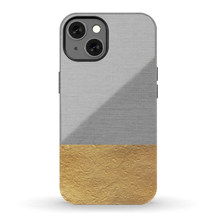 iPhone 13 StrongFit Color Blocked Gold and Grey by Caitlin Workman