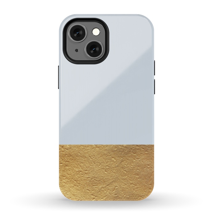 iPhone 13 mini StrongFit Color Block Light Blue and Gold by Caitlin Workman