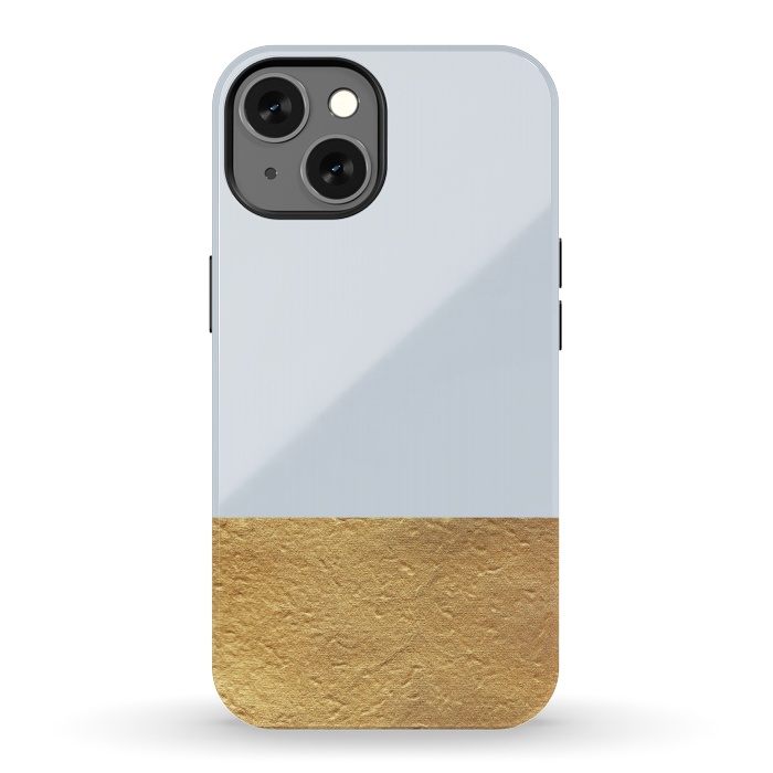 iPhone 13 StrongFit Color Block Light Blue and Gold by Caitlin Workman