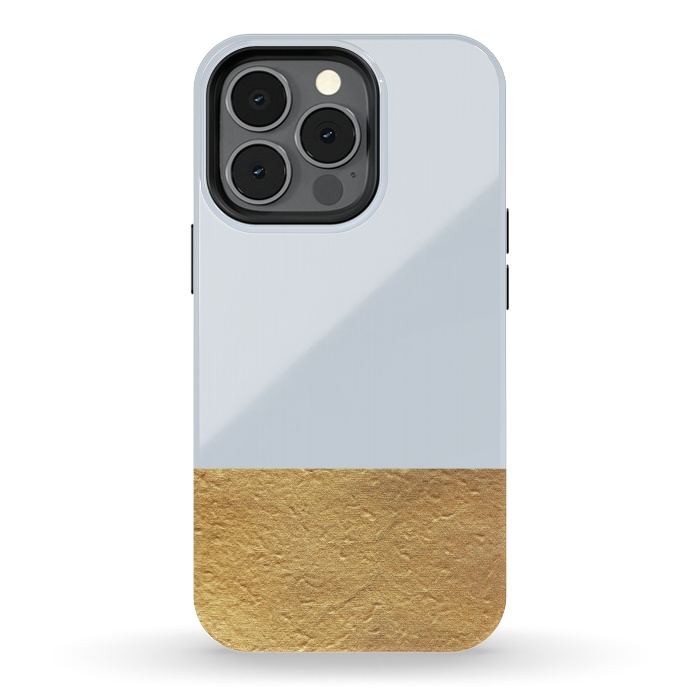 iPhone 13 pro StrongFit Color Block Light Blue and Gold by Caitlin Workman