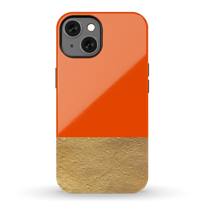 iPhone 13 StrongFit Color Block Red and Gold by Caitlin Workman