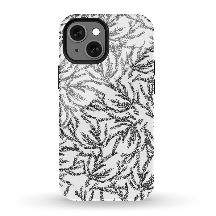 iPhone 13 mini StrongFit Black Coral Ferns by Caitlin Workman