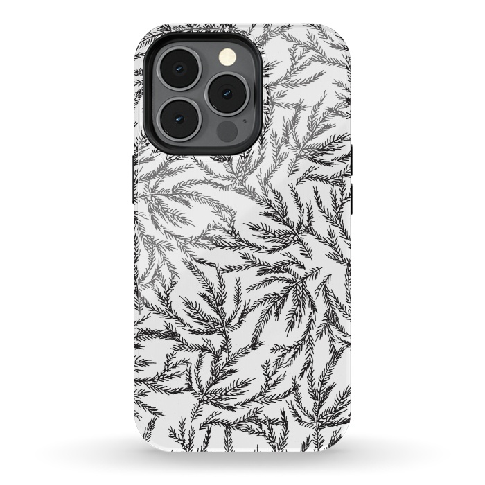 iPhone 13 pro StrongFit Black Coral Ferns by Caitlin Workman
