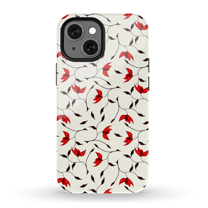 iPhone 13 mini StrongFit Beautiful Strange Red Flowers Pattern by Boriana Giormova